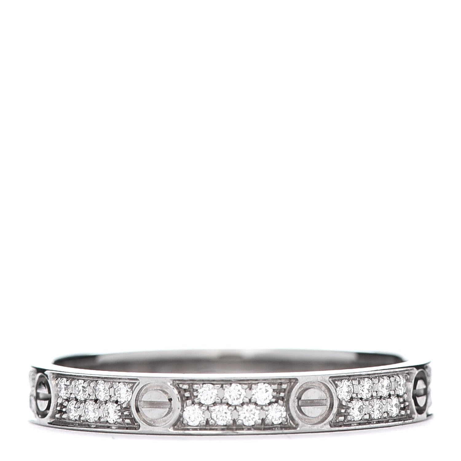 Cartier 18K White Gold Diamond 2.6mm LOVE Paved Band Ring 49 4.75 3 of 6