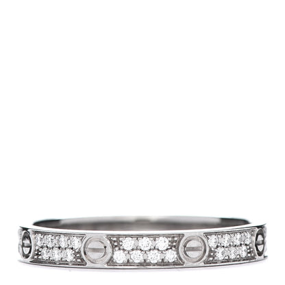 Cartier 18K White Gold Diamond 2.6mm LOVE Paved Band Ring 49 4.75 3 of 6