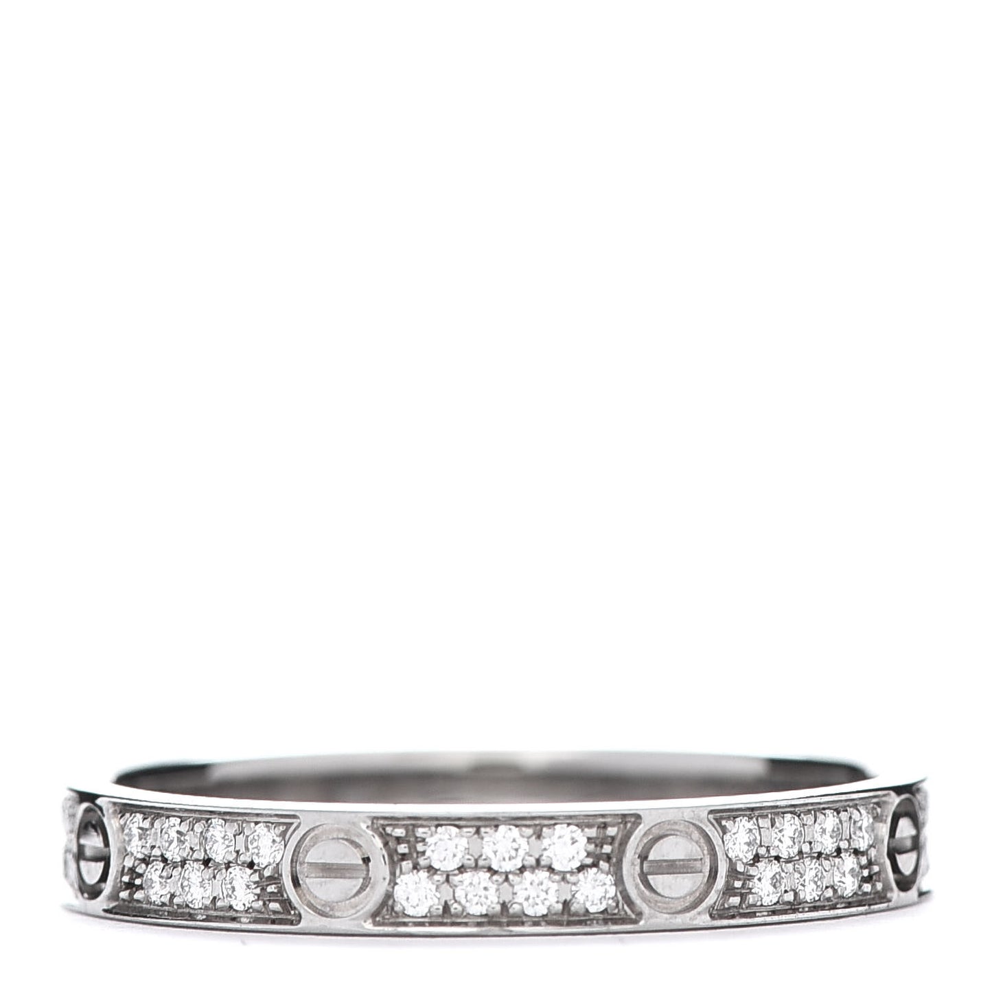 18K White Gold Diamond 2.6mm LOVE Paved Band Ring 49 4.75