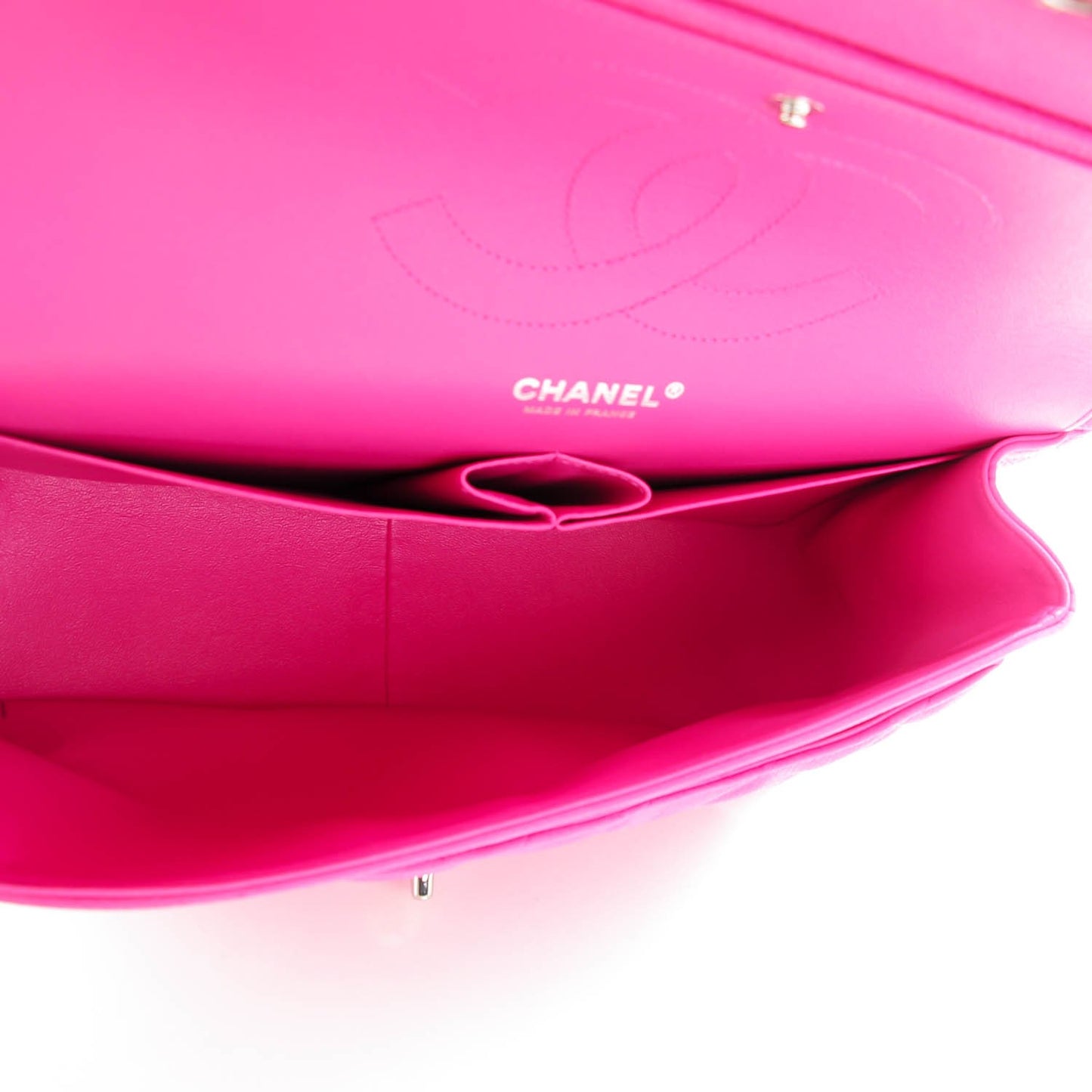 Iridescent Caviar Quilted Jumbo Double Flap Pink