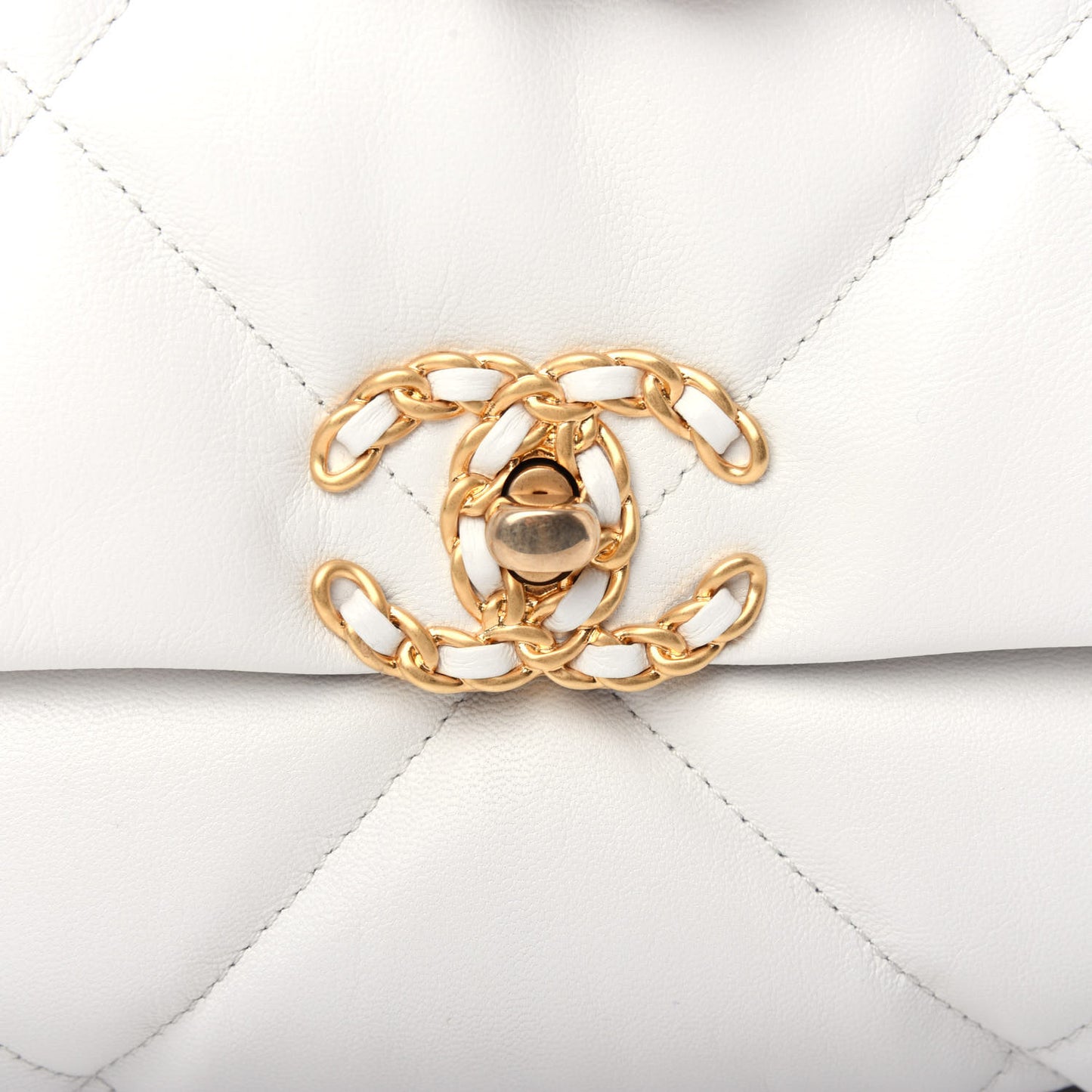 Goatskin Quilted Large Chanel 19 Flap White