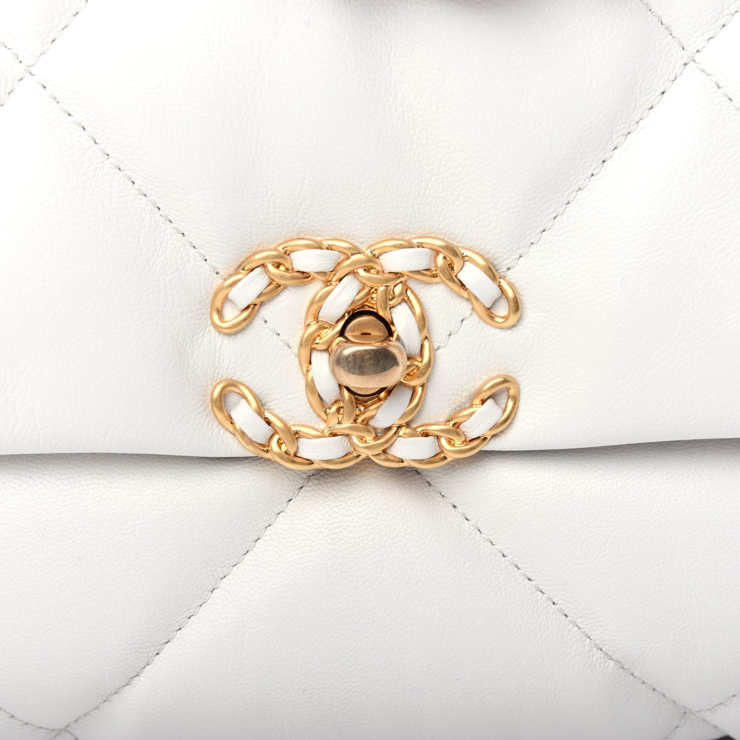 Chanel Goatskin Quilted Large Chanel 19 Flap White 10 of 10