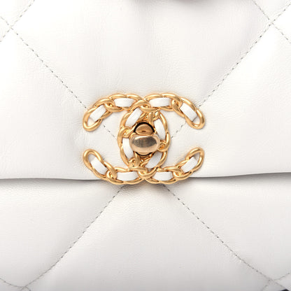 Chanel Goatskin Quilted Large Chanel 19 Flap White 10 of 10