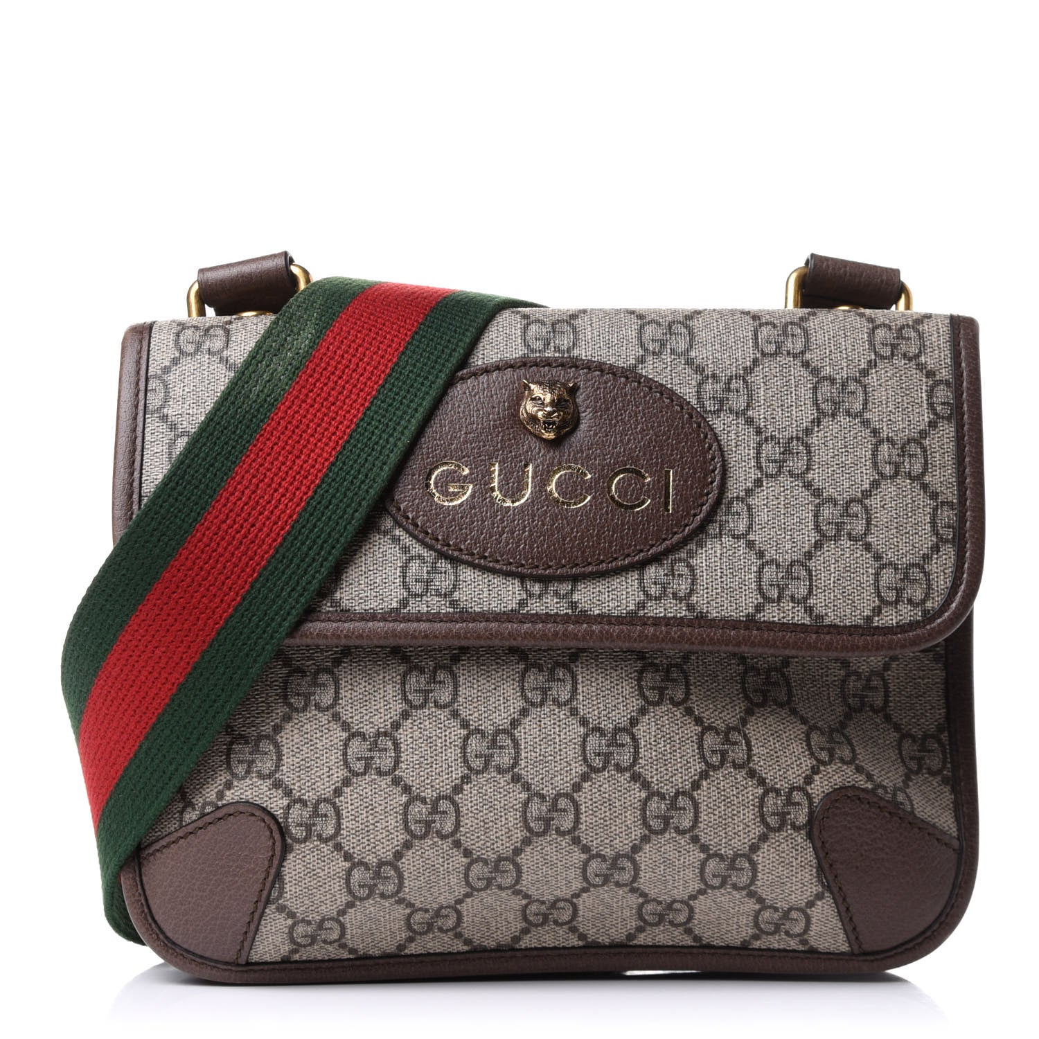 Gucci GG Supreme Monogram Web Small Neo Vintage Double Flap Messenger Bag Beige New Acero 1 of 12