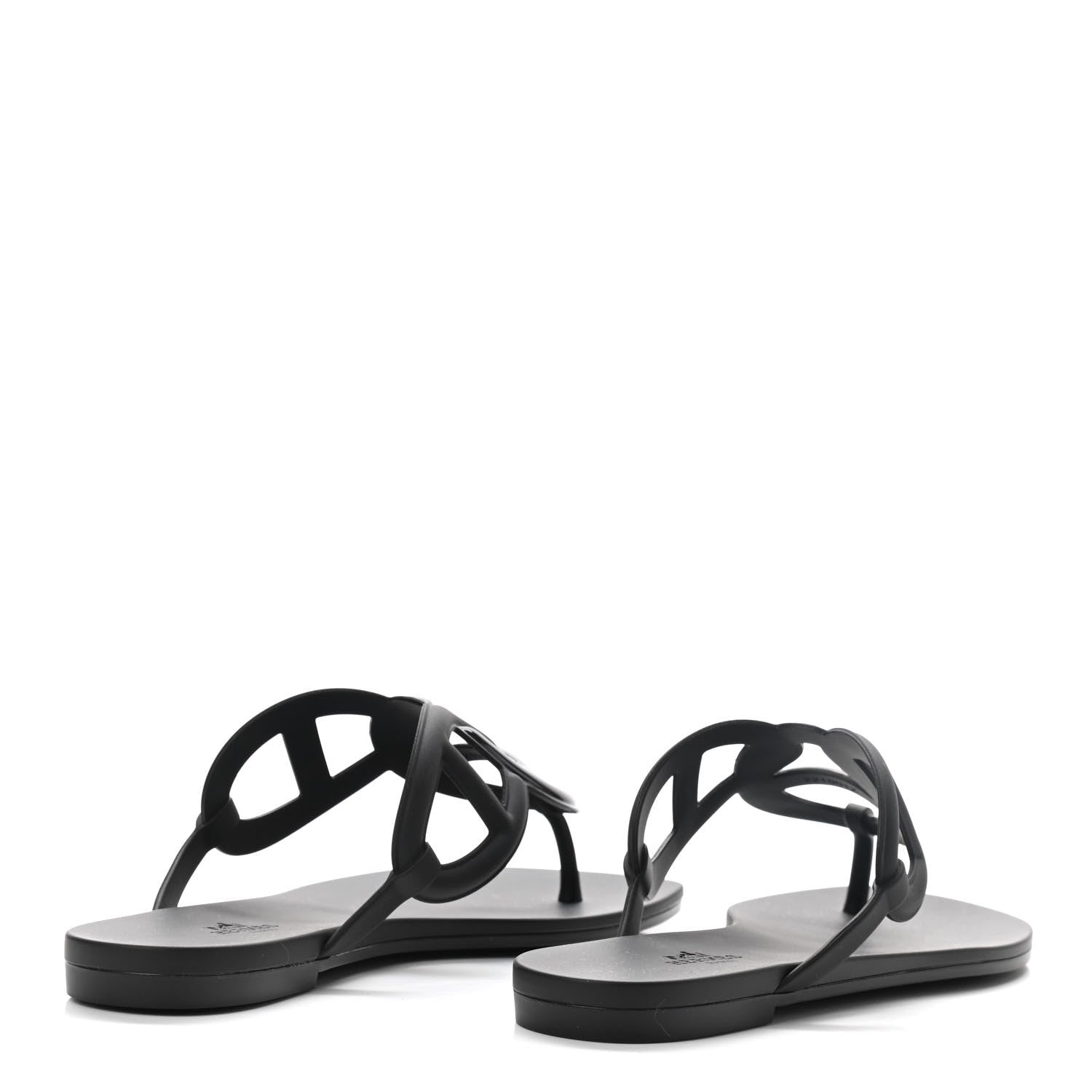 Hermes Rubber Womens Egerie Sandals 37 Black 2 of 8
