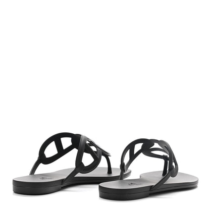 Hermes Rubber Womens Egerie Sandals 37 Black 2 of 8