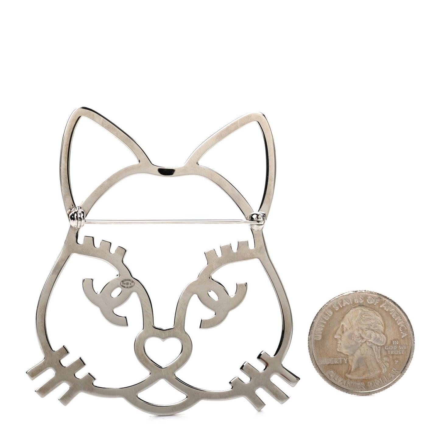 Strass Crystal Emoji Choupette Cat Brooch Silver