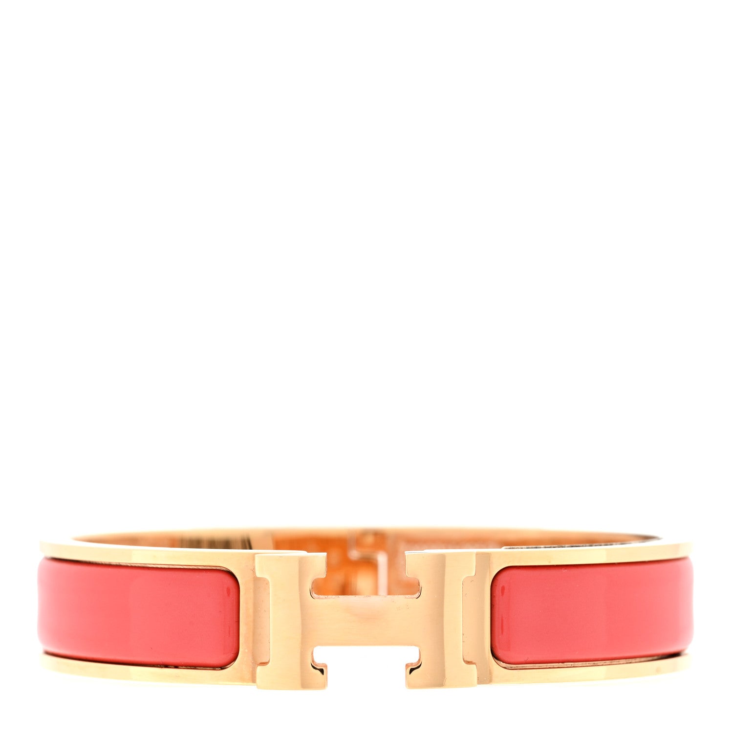 Hermes Enamel Narrow Clic Clac H Bracelet PM Rouge Corail 1 of 3