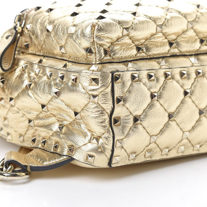 Valentino Garavani Metallic Lambskin Quilted Mini Rockstud Spike Backpack Mekong 7 of 8