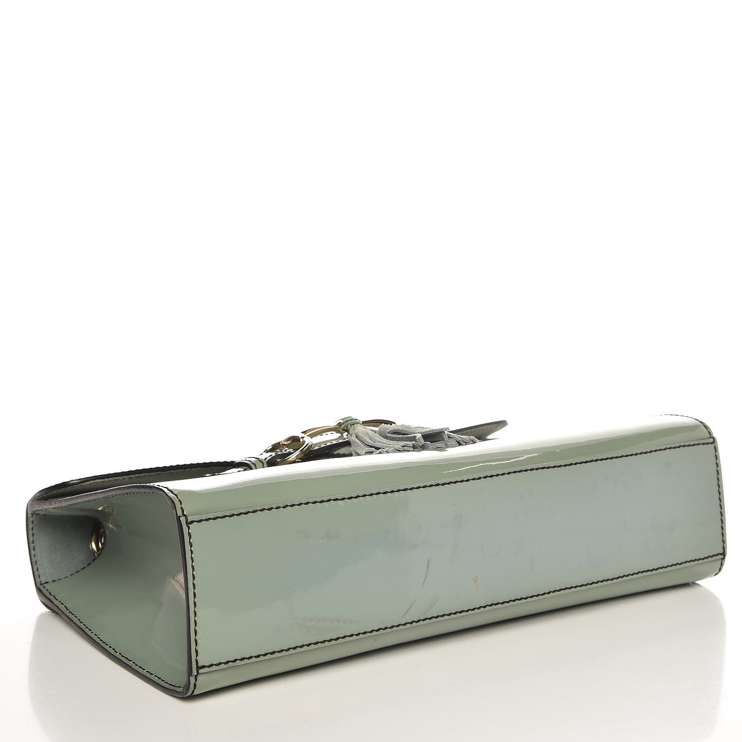 Patent Medium Emily Chain Shoulder Bag Green
