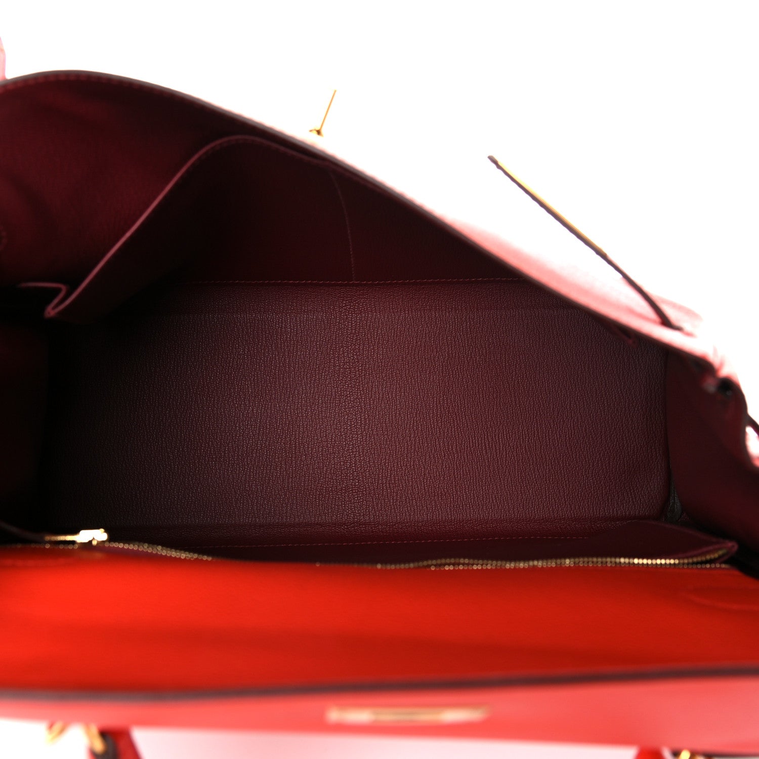 Hermes Evercolor Verso Kelly Retourne 32 Capucine Rouge H 5 of 15