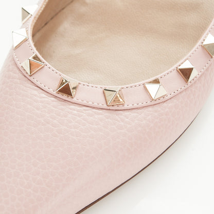 Valentino Garavani Pebbled Calfskin Rockstud Ballerina Flats 40 Water Rose 9 of 9