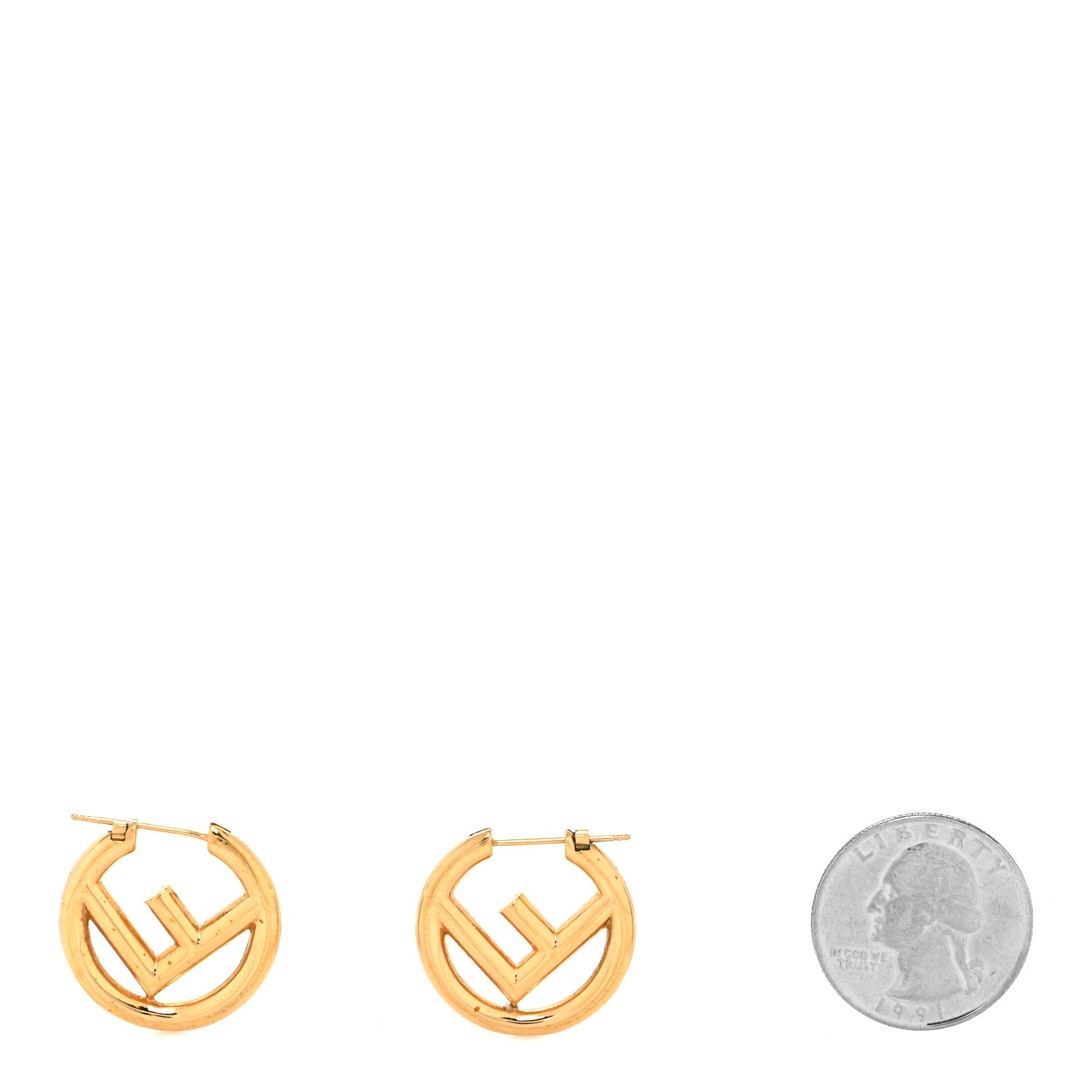 Fendi Metal FF Hoop Earrings Gold 2 of 5