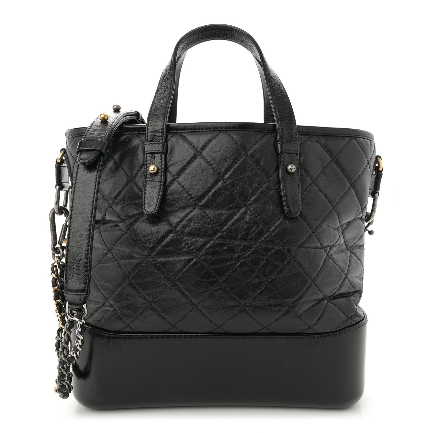 Chanel Aged Calfskin Quilted Medium Gabrielle Shopping Tote Black 1 of 14