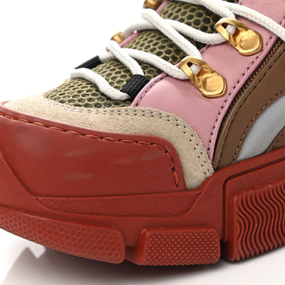 Gucci X SEGA Mesh Canvas Calfskin Womens Flashtrek Sneakers 35 Military Oatmeal Carmine Rose Ardesia 10 of 12