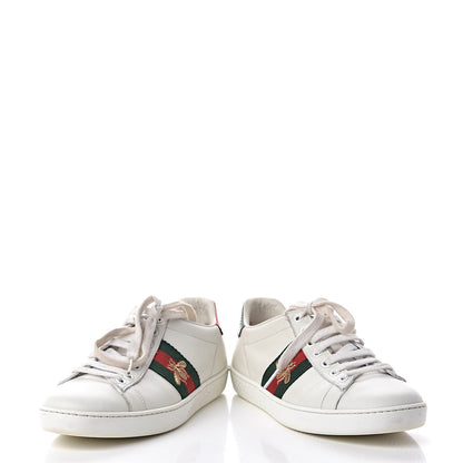 Gucci Calfskin Ayers Bee Embroidered Womens Ace Sneakers 36 White Green 6 of 21