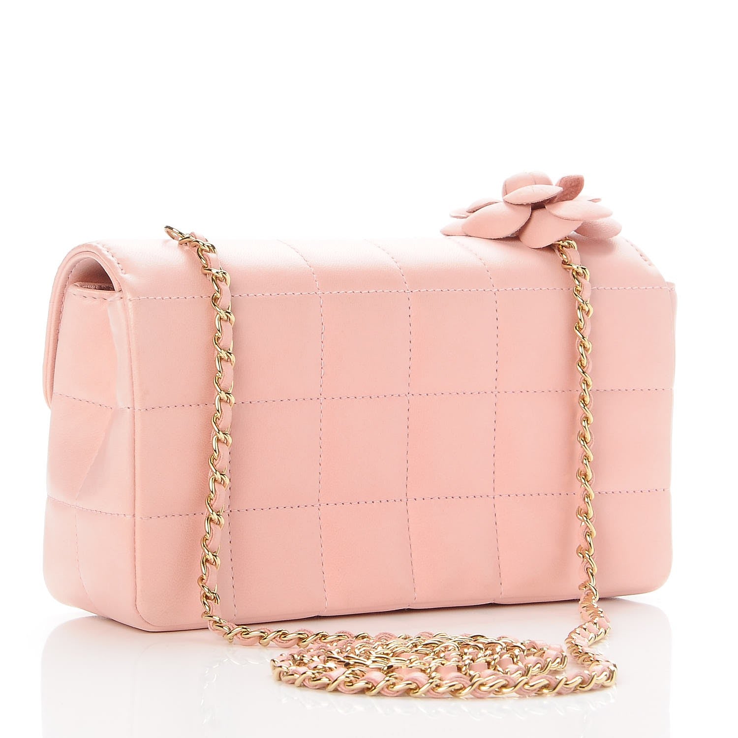 Chanel Lambskin Quilted Mini Chocolate Bar Camellia Flap Pink 3 of 7