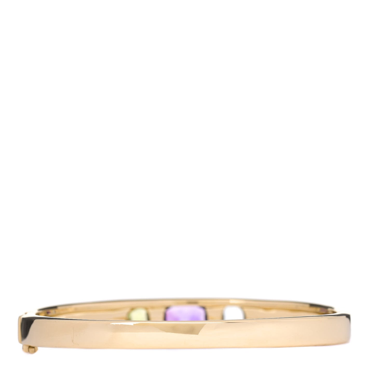 18K Yellow Gold Amethyst Peridot Aquamarine Baroque Bangle Bracelet