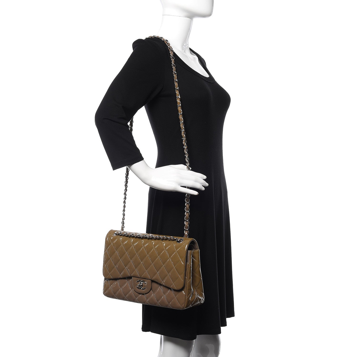 Chanel Patent Calfskin Quilted Jumbo Double Flap Grey 2 of 10
