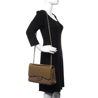 Chanel Patent Calfskin Quilted Jumbo Double Flap Grey 2 of 10