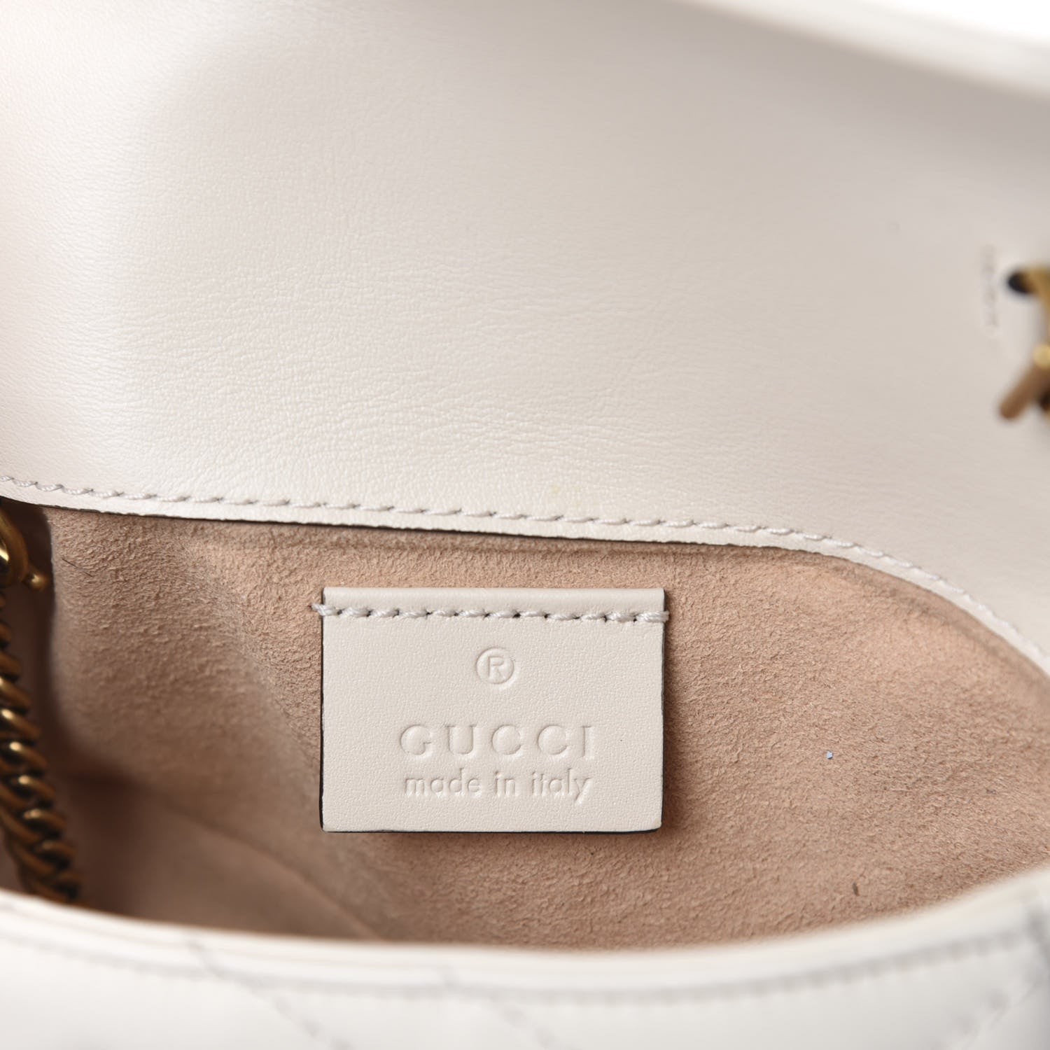 Gucci Calfskin Matelasse Super Mini GG Marmont Shoulder Bag White 8 of 11