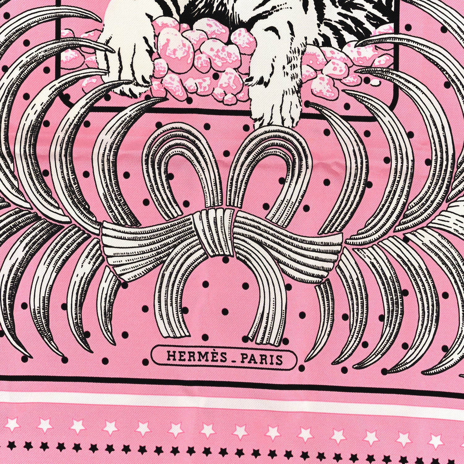 Hermes Silk Tigre Royal Bandana Scarf 55 Rose Vif Black White 2 of 3