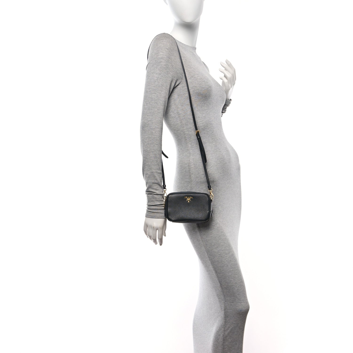 Prada Saffiano Mini Camera Crossbody Bag Black 3 of 9