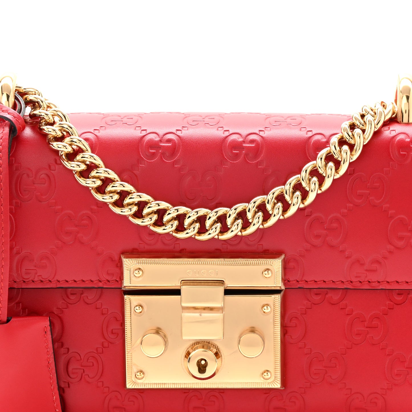 Guccissima Small Padlock Shoulder Bag Hibiscus Red