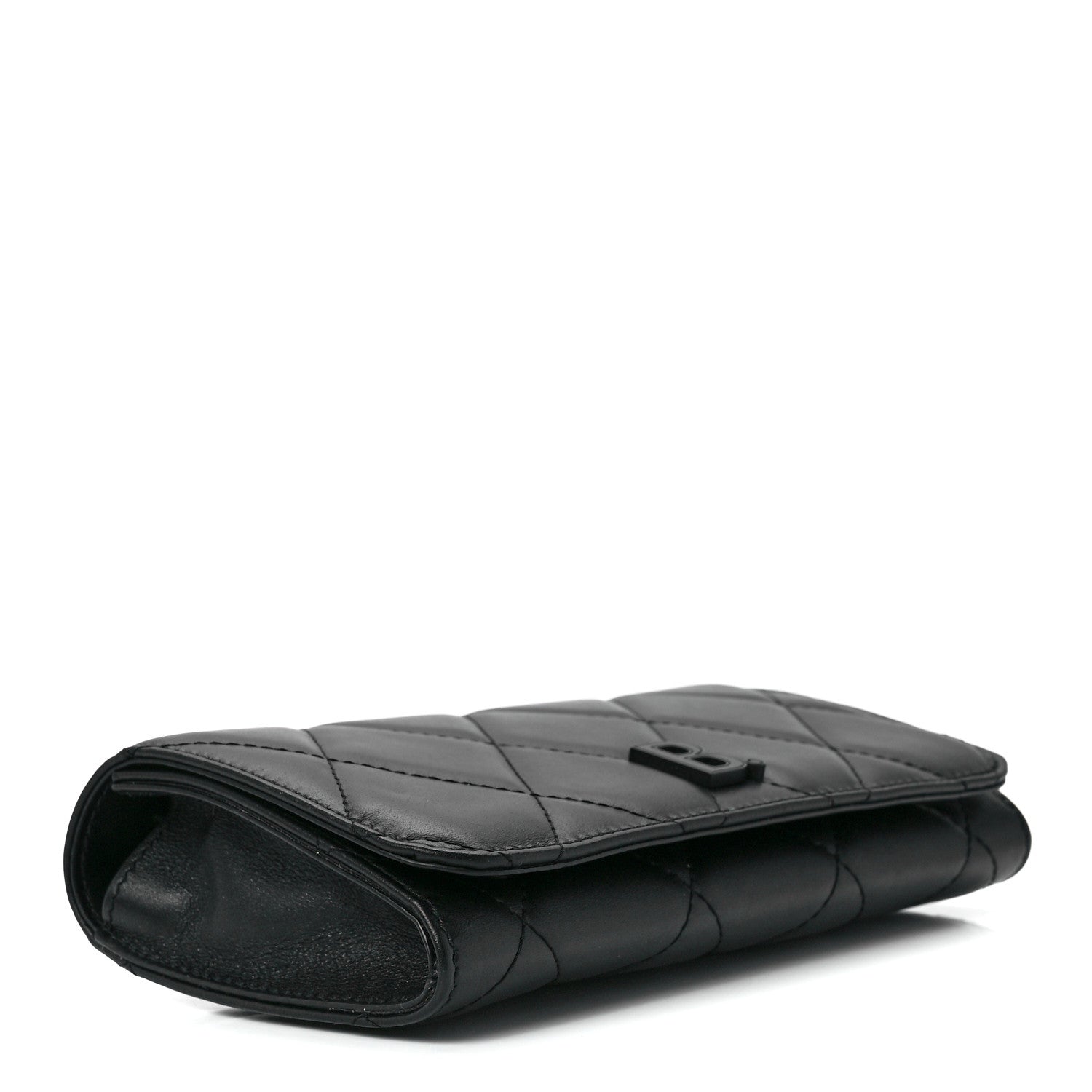 Balenciaga Nappa Calfskin Quilted Touch B Phone Holder With Strap Black 4 of 11