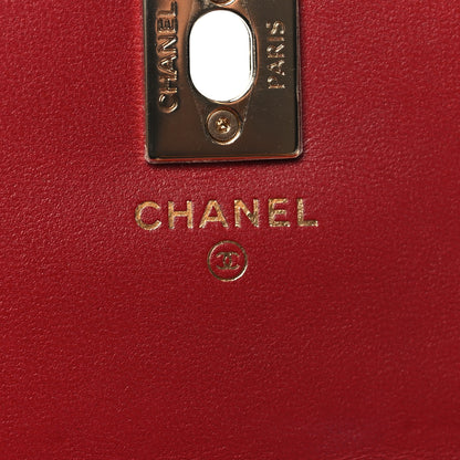 Chanel Lambskin Chevron Quilted Long Trendy CC Wallet On Chain WOC Red 7 of 12