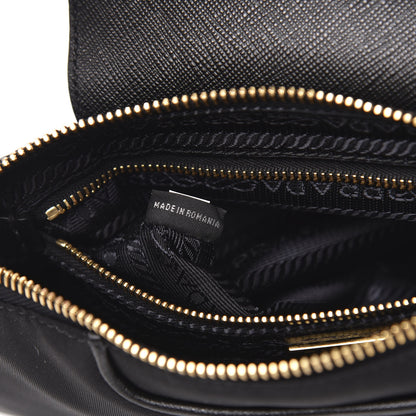 Prada Tessuto Nylon Saffiano Crossbody Bag Black 6 of 9