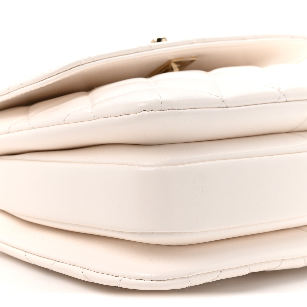 Lambskin Crystal Quilted Mini Trendy CC Dual Handle Flap Bag White
