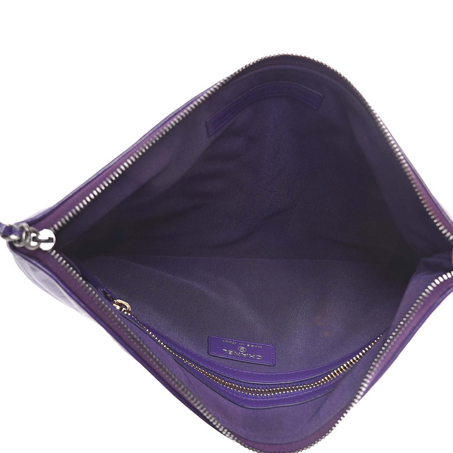 Chanel Aged Calfskin Chevron Quilted Gabrielle Cosmetic Case Purple 5 of 7