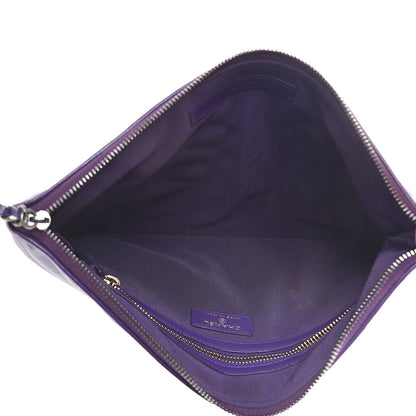 Chanel Aged Calfskin Chevron Quilted Gabrielle Cosmetic Case Purple 5 of 7
