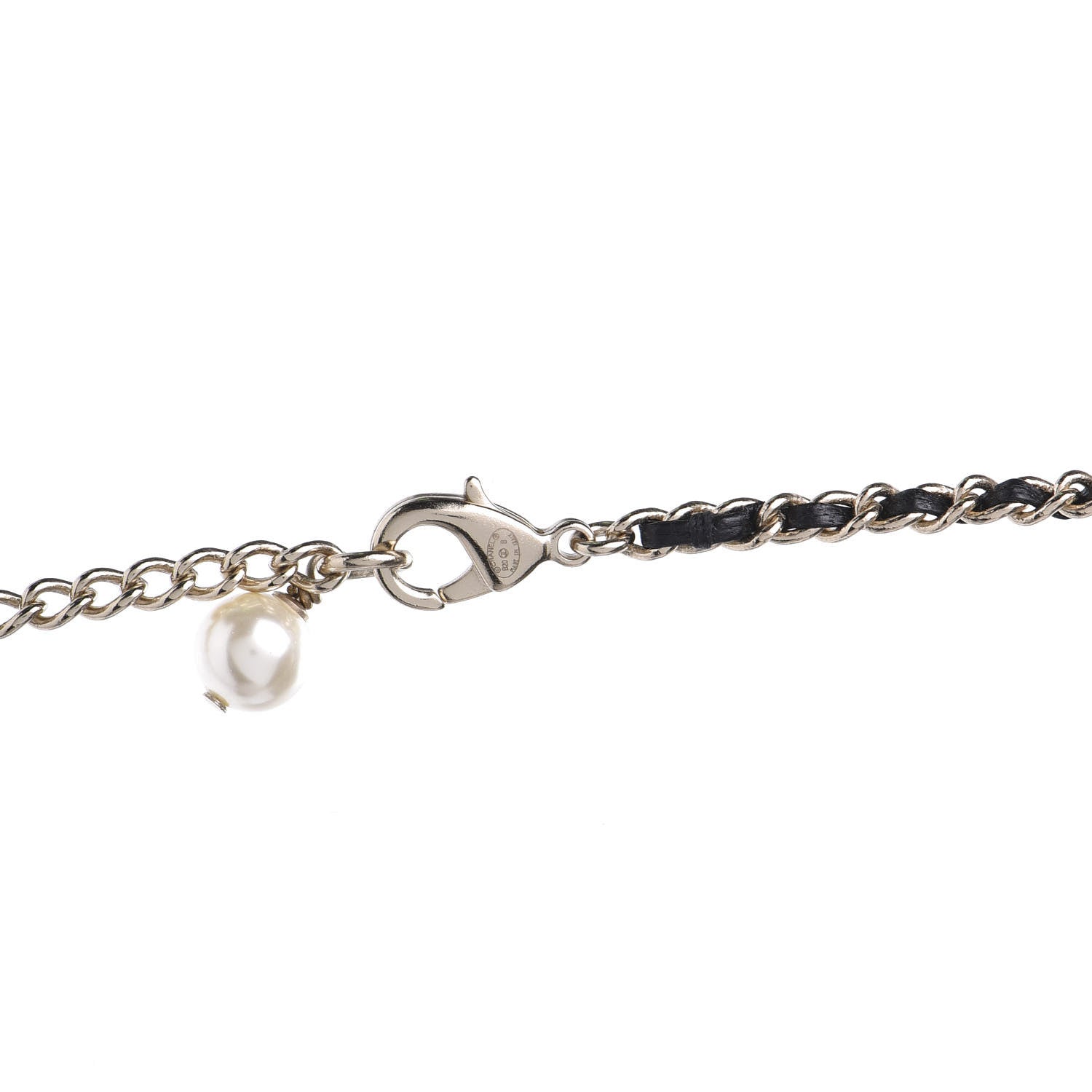 Chanel Lambskin Resin Pearl Dazzling Domino Short Necklace Gold Black 4 of 4