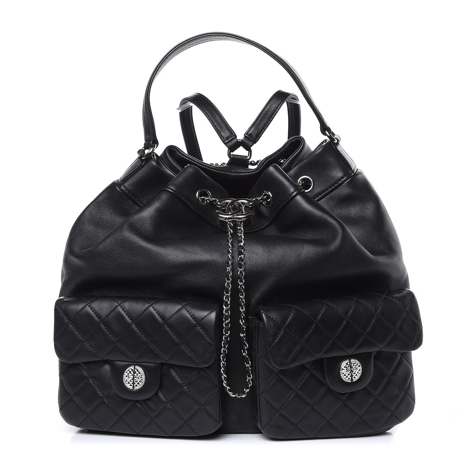 Chanel Lambskin Quilted Backpack Pocket Black 1 of 11
