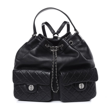 Chanel Lambskin Quilted Backpack Pocket Black 1 of 11