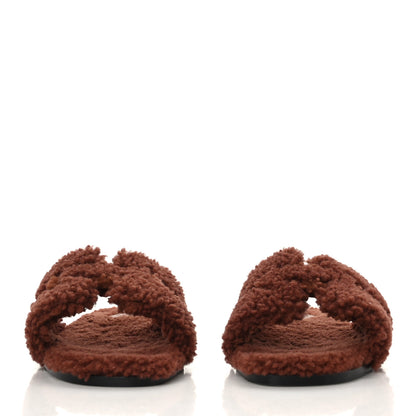 Hermes Woolskin Oran Sandals 40 Cognac 2 of 7