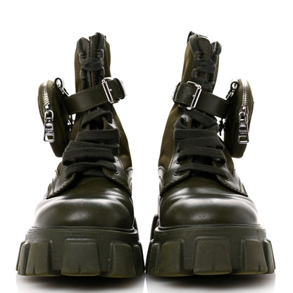 Prada Spazzolato Rois Re-Nylon Metal Triangle Logo Mens Monolith Pouch Pocket 55mm Boots 8 Militare 3 of 14