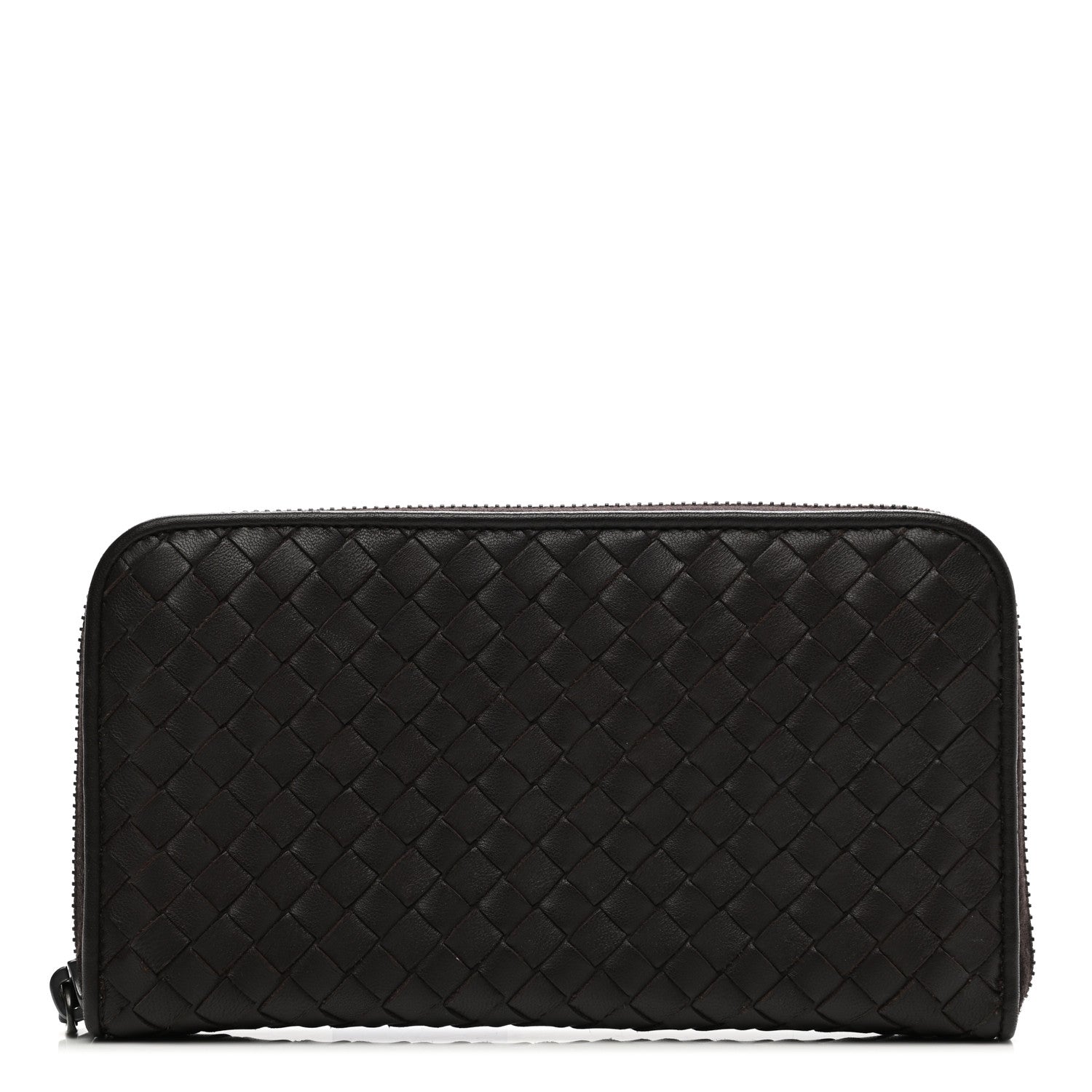 Bottega Veneta Goatskin Intrecciato Zip Around Wallet Brown 1 of 10