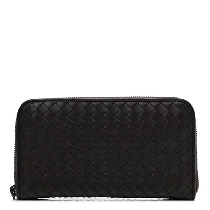 Bottega Veneta Goatskin Intrecciato Zip Around Wallet Brown 1 of 10