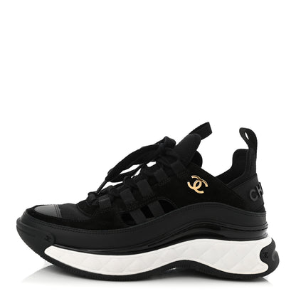 Chanel Velvet Calfskin Mixed Fibers CC Sneakers 35 Black 1 of 8