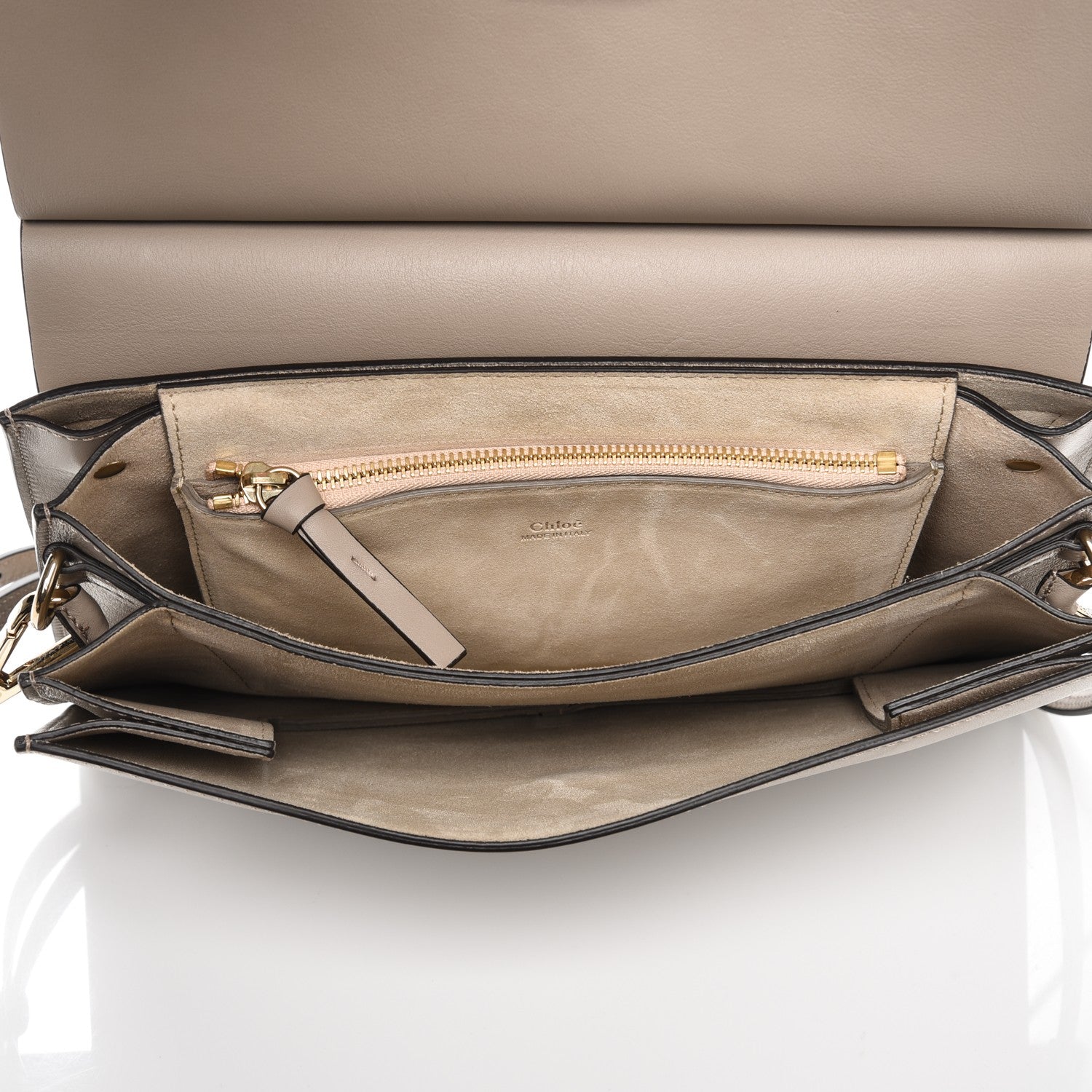 Chloe Calfskin Suede Medium Faye Shoulder Bag Motty Grey 5 of 6
