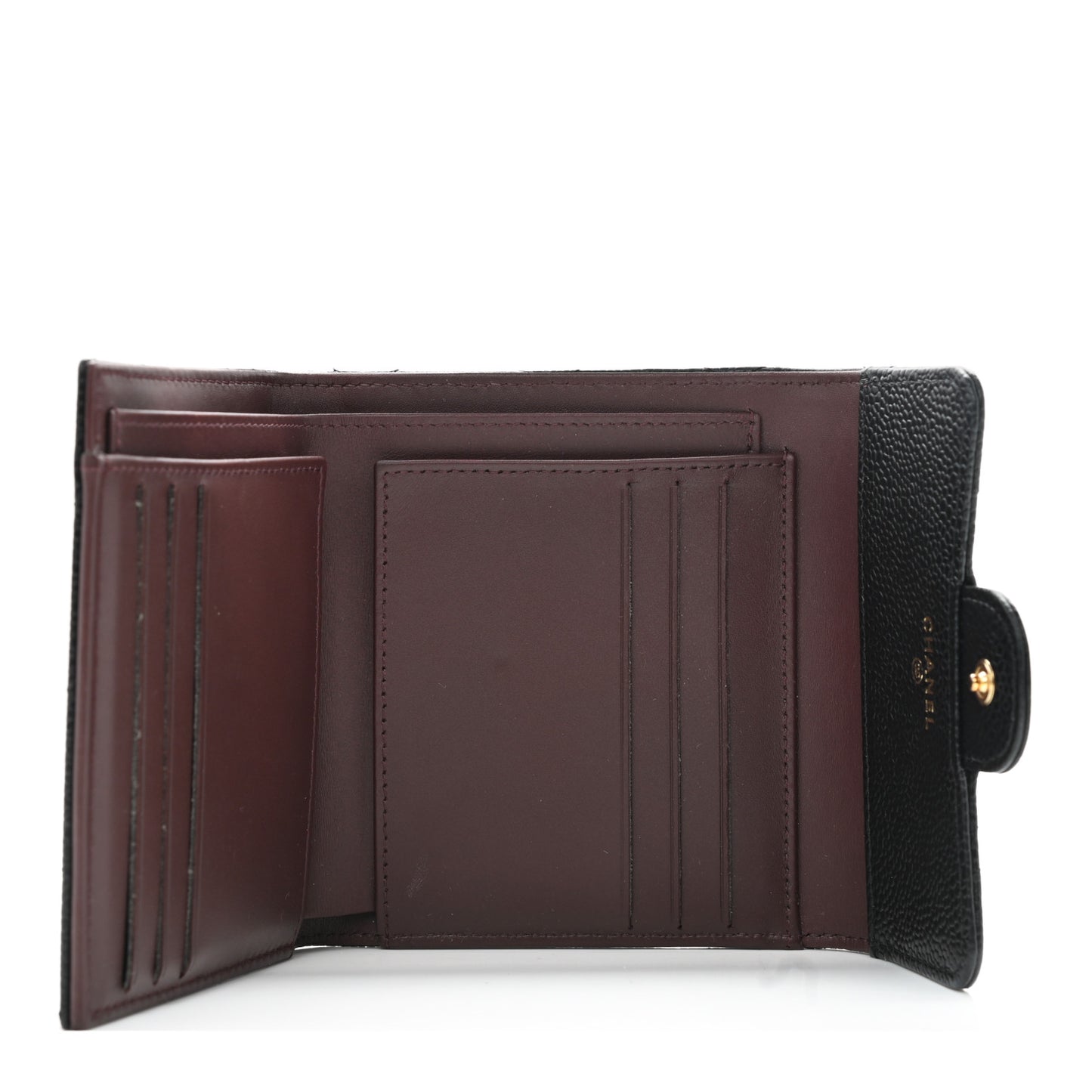 Caviar Quilted Compact Flap Wallet Black