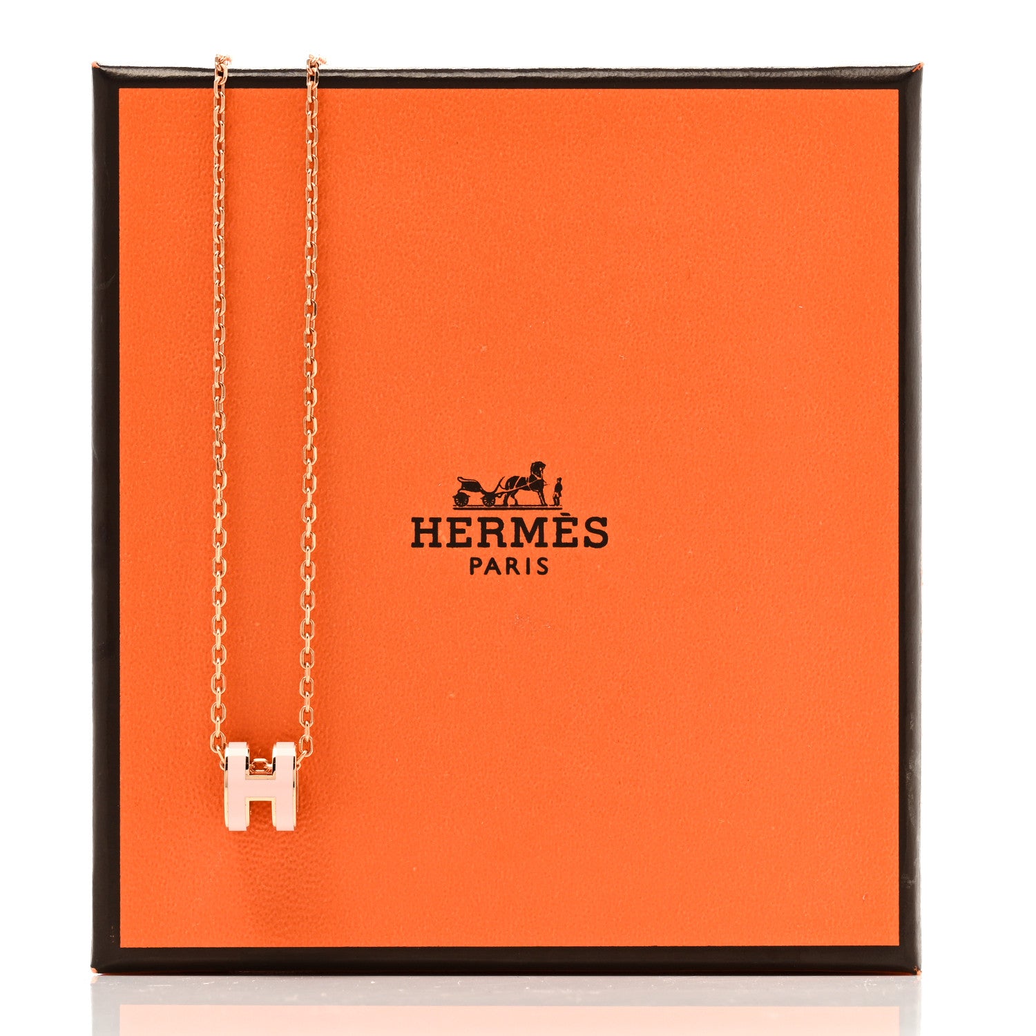 Hermes Lacquered Rose Gold Mini Pop H Pendant Necklace Rose Dragee 6 of 6