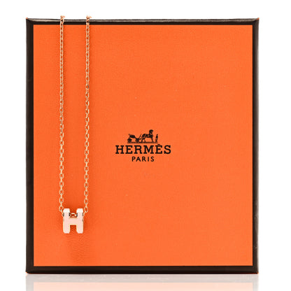Hermes Lacquered Rose Gold Mini Pop H Pendant Necklace Rose Dragee 6 of 6