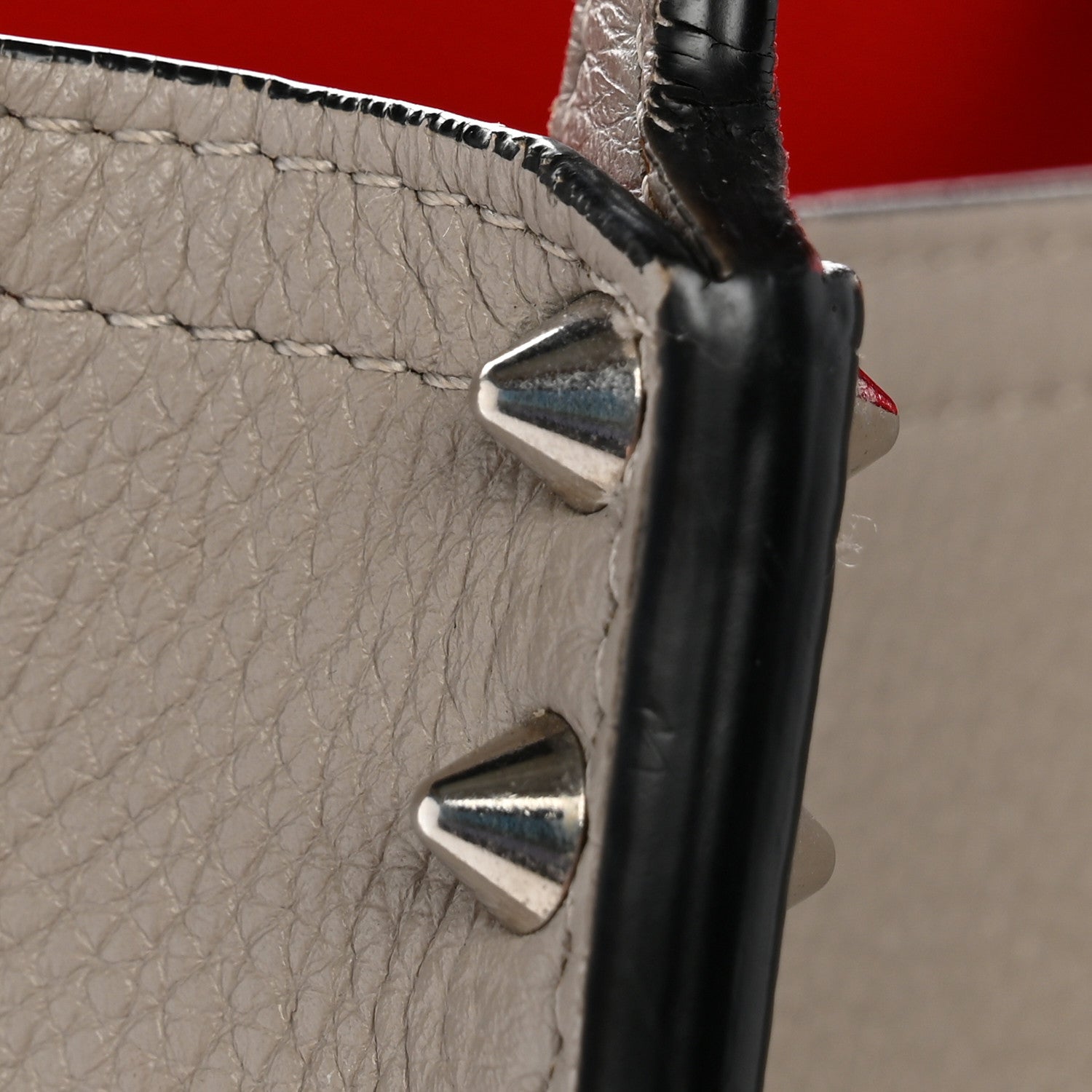 Christian Louboutin Calfskin Spikes East West Cabata Tote Light Grey 12 of 14