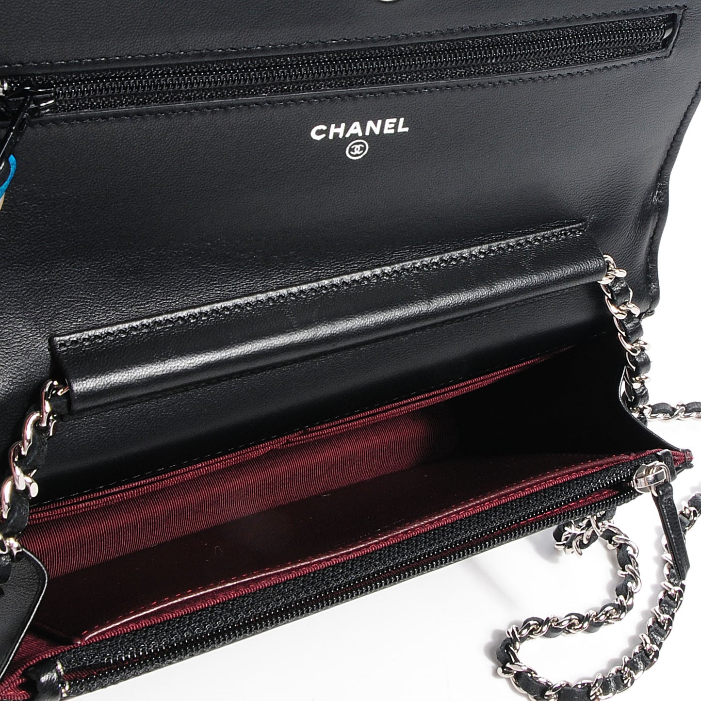 Lambskin Quilted Wallet on Chain WOC Black