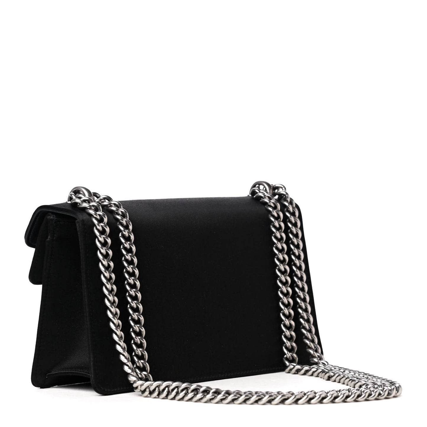 Satin Silk Crystal Small Dionysus Shoulder Bag Black Black Diamond