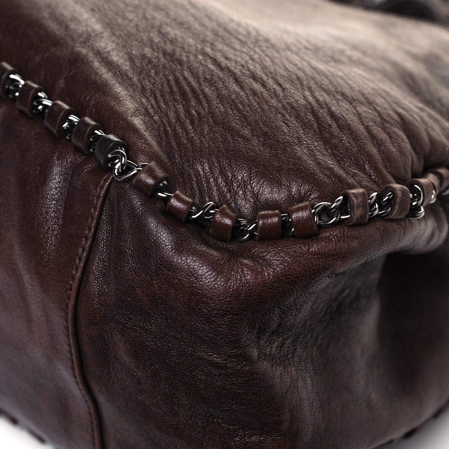 Lambskin Chain Hobo Brown